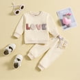 thumbnail image 2 of FUNDUFI Toddler Boys Girls Clothes Sets Long Sleeve Valentines Day Letter Embroidery Sweatshirts Pants 2Pcs Outfit Sets Soft Comfortable Clothing Set For 6-12 Months, 2 of 9