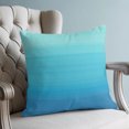 thumbnail image 4 of Pillow Covers 16x16 Set of 2, Teal Blue Ombre Throw Pillow Covers Decorative Couch Cushion Cover, Farmhouse Blue Gradient Striped Microfiber Soft Square Pillowcases for Bedroom Living Room Sofa, 4 of 9