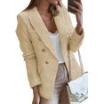 thumbnail image 1 of Womens Double Breasted Tweed Blazers Casual Long Sleeve Open Front Blazer Jackets Work Suits, 1 of 6