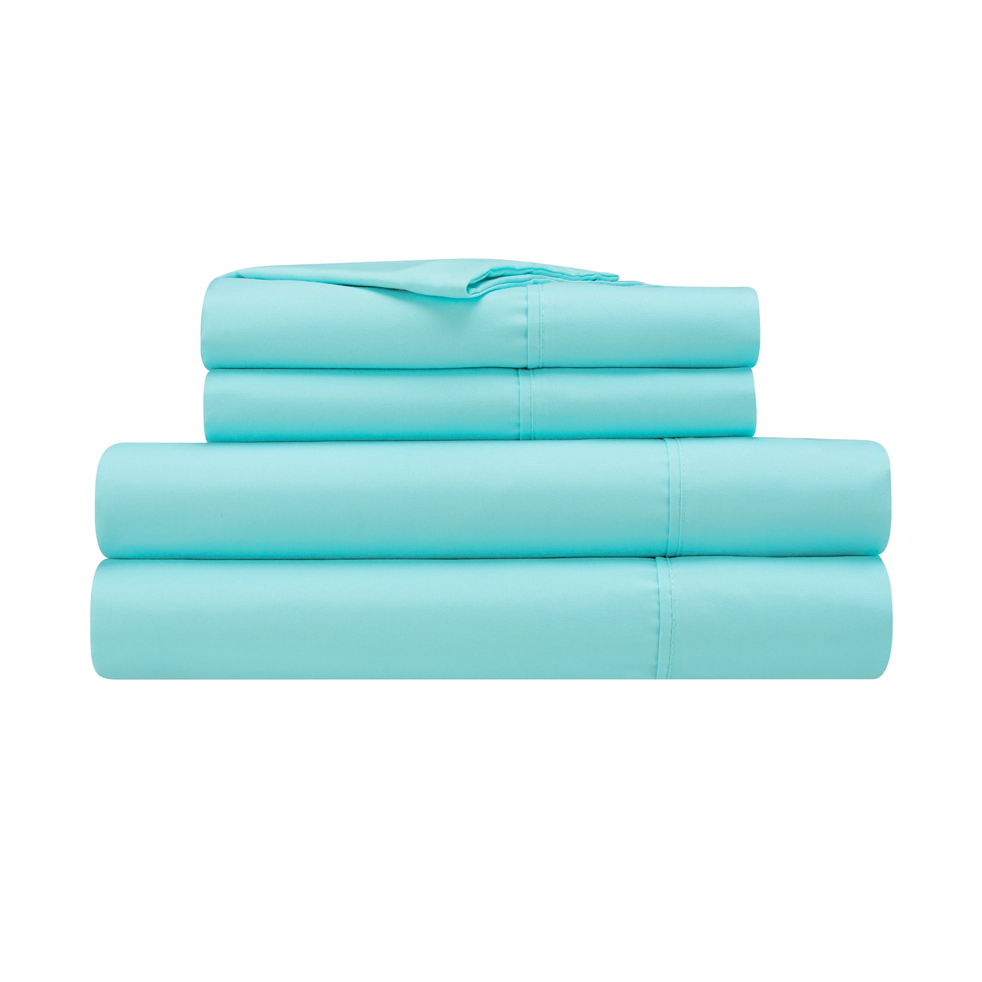 Serta Simply Clean 3-Piece Antimicrobial Solid Bed Sheet Set, Twin, Turquoise Blue