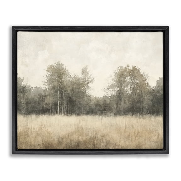 Stupell Industries Neutral Watercolor Woodland Black Framed Floater Canvas Wall Art design by Mona Grace, 17 x 21