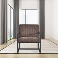 thumbnail image 2 of Accent Chair, Modern Velvet Upholstered Leisure Armchair with Metal Frame and Padded Backrest, Comfy Single Sofa Chair Reading Chair for Living Room, Bedroom, Balcony, Office, Brown, 2 of 7