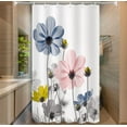 thumbnail image 2 of Unique Floral Colorful Shower Curtain for Bathroom Decor, Blue Pink Gray Daisy Flower Elegant Wildflower Design Farmhouse Stall Shower Curtains with Hooks Set, 36 X 72 Inches, 2 of 6
