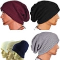 thumbnail image 2 of Men Fashion Knitting Slouchy Beanie Cap Baggy Vertical Stripe Warm Winter Hat, 2 of 8