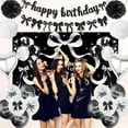 thumbnail image 7 of FL Black Bow Birthday Decorations, Happy Birthday Banner Balloons Hanging Swirls Cake Topper Kit, Bow Tie Themed Party Photo Background Backdrop, 7 of 7