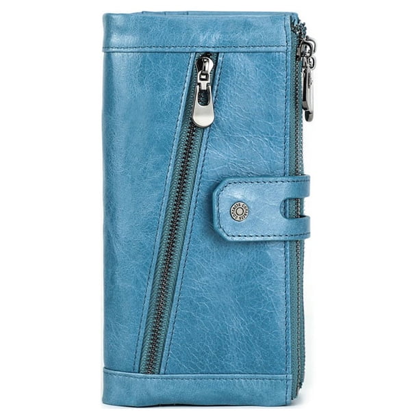 Minnieouse Cartera de mujer con cremallera, monedero de repuesto, tarjetero Rectangular, carpeta de fotos, compartimento para efectivo, monedero, Carteras Azul claro