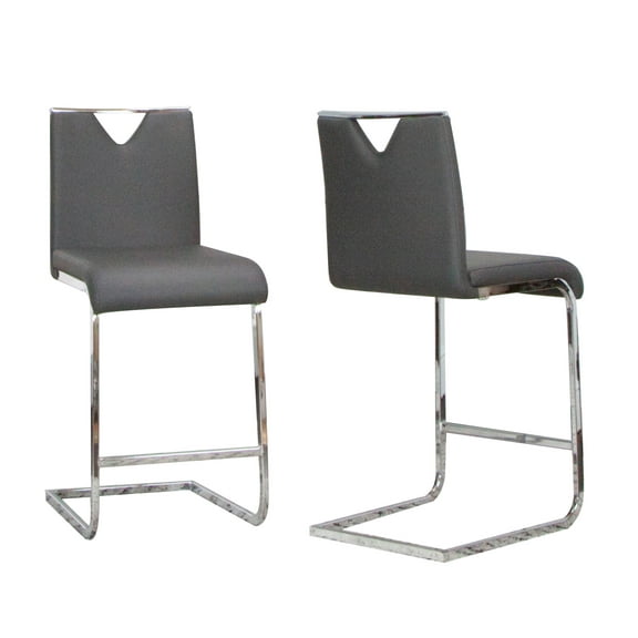 Doral 24" Charcoal Gray Faux Leather Barstools w Chrome Cantilever Base Set of 2