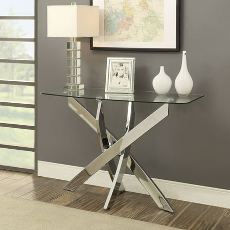 Pastel Table Base - Furniture of America Myron Contemporary Style Chrome Base Sofa Table