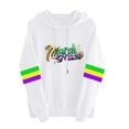thumbnail image 3 of LEKWK Womens Mardi Gras Shirts Loose Fit Hooded Long Sleeve Sweatshirts Trendy Graphic T Shirts Letter Script Print Gold Green Accents Holiday Tops, 3 of 4