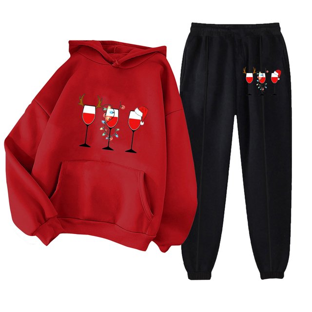 Puntoco Sudadera con Capucha para Mujer Sudadera con Bolsillo De Manga Larga Conjunto De Sudadera Estampada con Pantalones De Moda para Mujer Puntoco Puntoco-7251