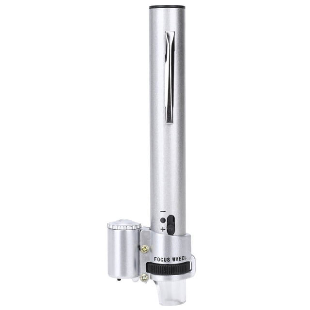 Microscopio portátil LED con enfoque ajustable tipo bolígrafo de 100 aumentos, mini lupa.