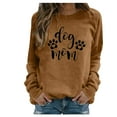 thumbnail image 1 of IROINID Économies Hauts pour Femmes Grande Taille Détente Manches Longues Empreinte de Patte de Chien Col Rond Hauts Chemise Blouse Chandail, Brun, 1 of 3