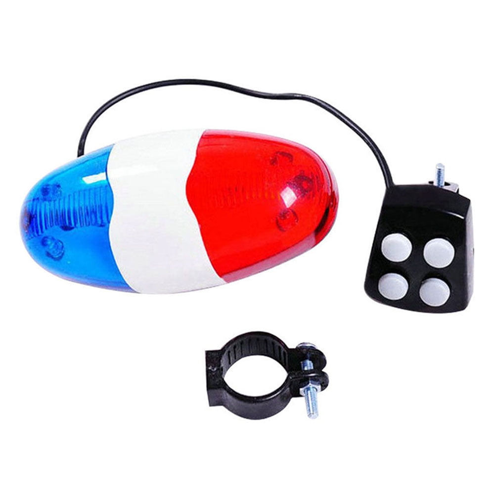 Bike Bicycle Cycling 4 Sounds LED Police Car Siren Electric Light Horn Bell 