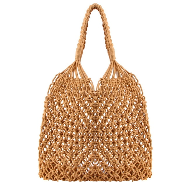Sac à Main pour Femmes Mode Filet de Pêche Tissé Sac de Plage Sac à Bandoulière Sac de Magasinage