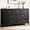 Black-7 Drawers, variant on ShiKeyi 9 Drawer Dresser for Bedroom, Modern Metal Wide Storage Chest with Metal Handles and Legs, Black