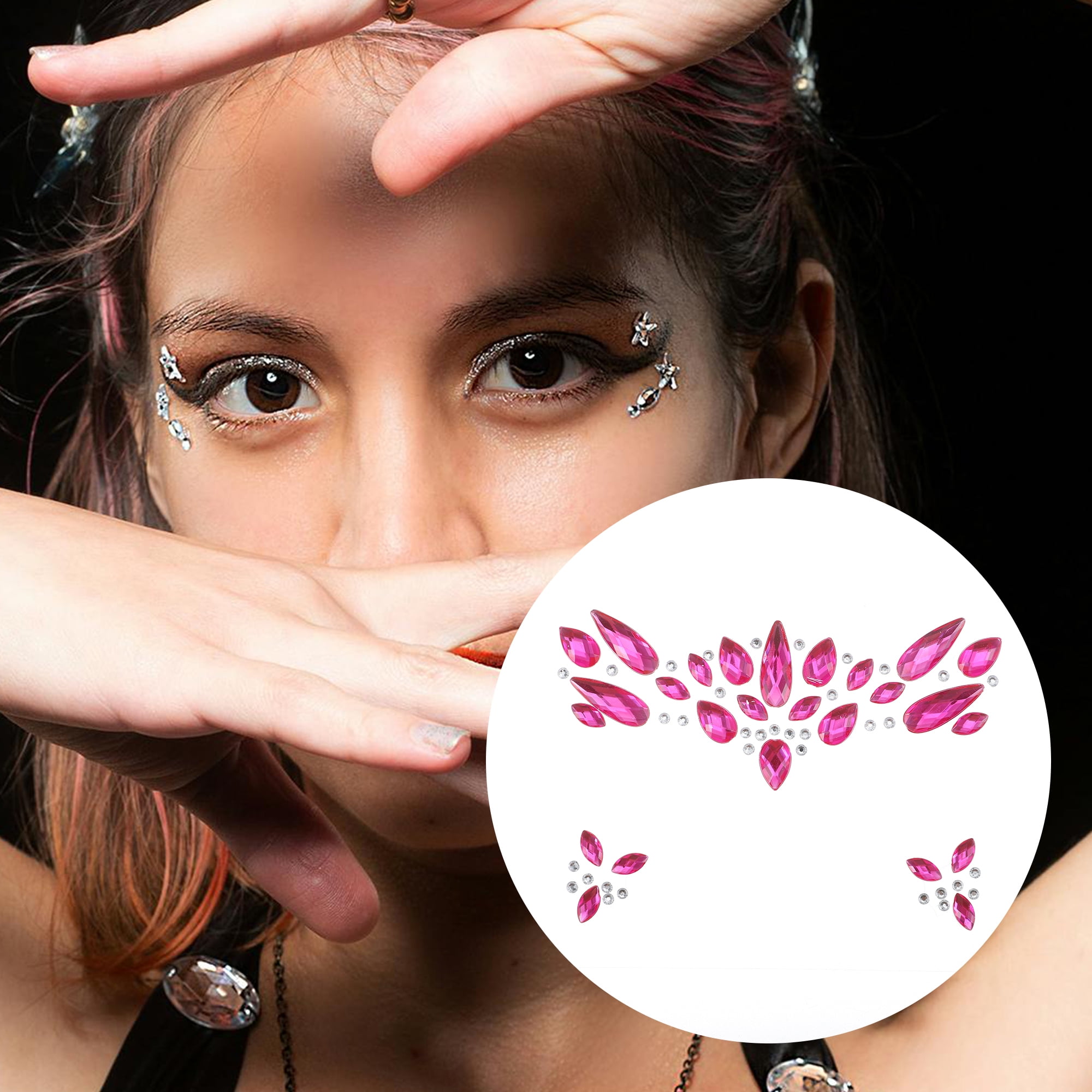 NOMADIC NOOK Eye-catching Face Stickers 4 Pcs Pink Red
