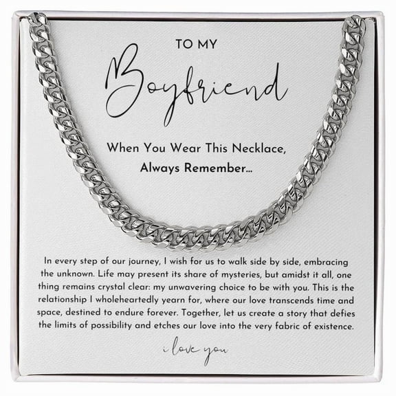 Boyfriend Promise Necklace Gift | Cuban Link Chain Necklace Standard Box