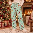 thumbnail image 3 of Hvogkswy Christmas Pajama Pants for Women Winter Drawstring High Waist Fleece Sleep Pants Holiday Loungewear Trousers with Pockets, 3 of 8
