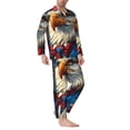 thumbnail image 2 of KLL Surreal Bald Eagle Gentleman Sleepwear Mens Flannel Pajamas,Long Cotton Pj Set, 2 of 7