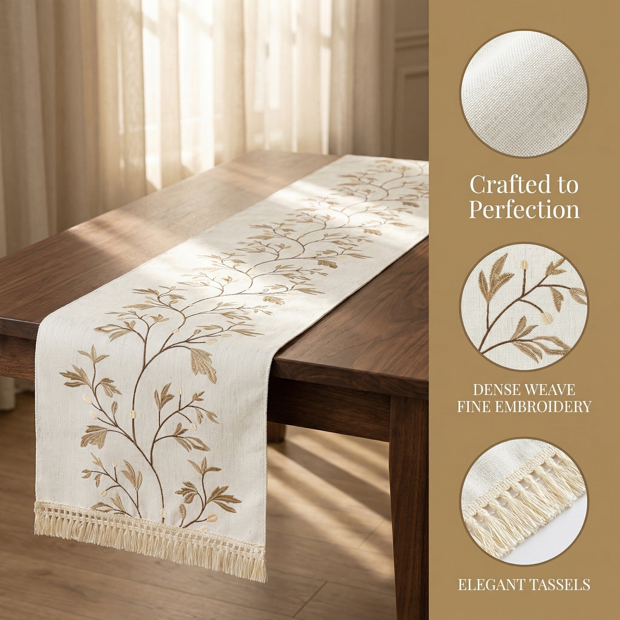 Unique Bargains Long Washable Floral Table Runner for Dining Decor Coffee 15.4"x82.7"