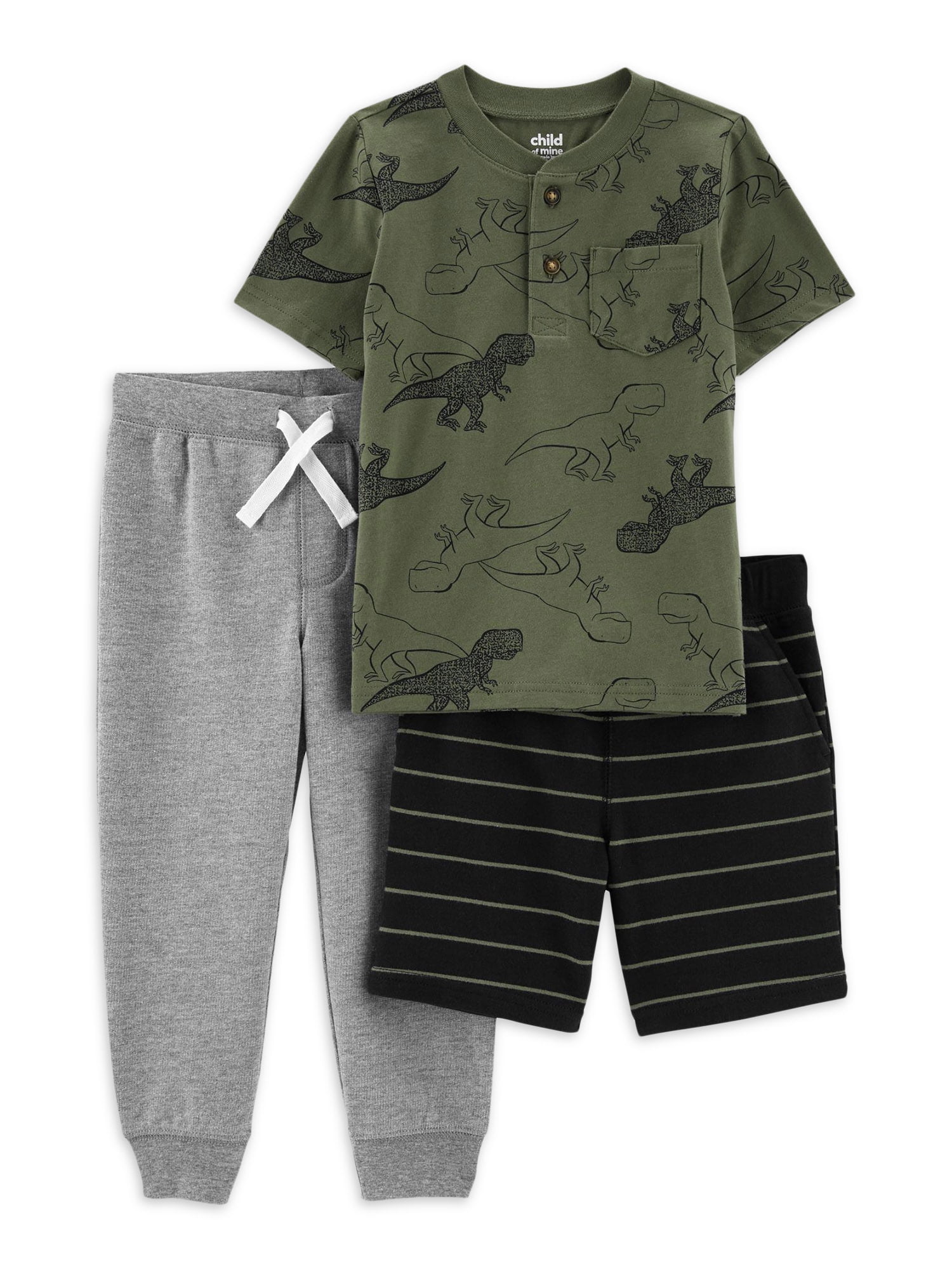 Carter's Child of Mine Toddler Boy Short-Sleeve T-Shirt, Short, and Jogger Pants Outfit Set, 3-Piece, Sizes 12M-5T