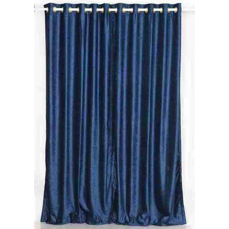 Navy Blue Ring Grommet Top Velvet Curtain Drape Panel