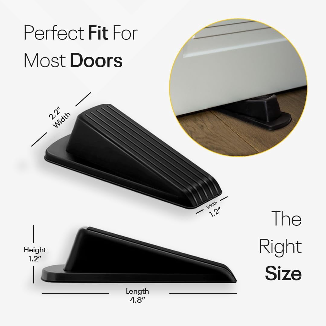 Door Stoppers for Bottom of Door – Rubber Door Stopper Wedge – Pack of 4 – Door Stop – Door Stoppers – Doorstop – Door Wedge – for Inside Door – Ideal for Homes, Schools, Offices, Workshops