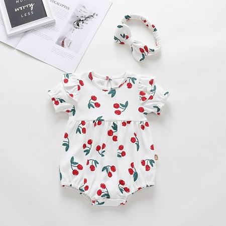 

Hunpta Print Infant Clothes Girls Ruched Outfits Hairband Bodysuit Baby Romper Girls Romper&Jumpsuit