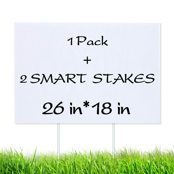 Blank Yard Signs 13" x17" White Lawn Sign with Stakes Water
