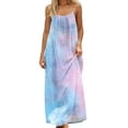 thumbnail image 2 of Women's Tropical Summer Maxi Dress Spaghetti Strap Sleeveless Monstera Leaf Print Loose Fit Flowy Long Dress Casual Beach Vacation Holiday Party Sun Dress, 2 of 9