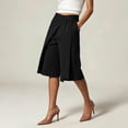 thumbnail image 6 of Qingpeng Womens Wrap Front Tie Waist Culottes High Waist Irregular Overlay Split Wide Leg Dressy Capri Pants Office Business Casual Pants, 6 of 6