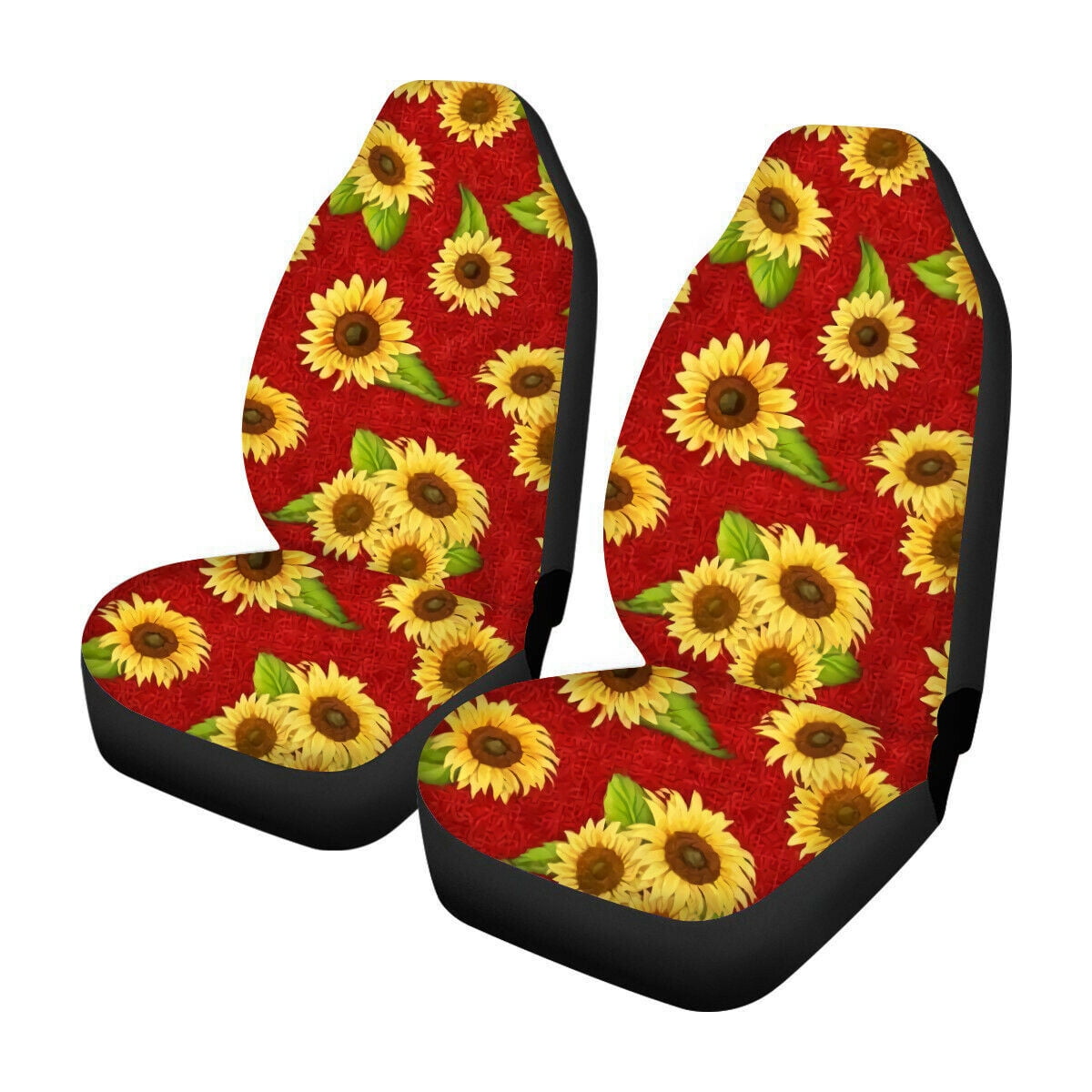 Beautiful Car Seat Covers Colorful Sunflower Pattern Pack of 2 Saddle Blanket Easy Install Remove Washable Cover Creative Design Super Soft Comfortable Decorative Protector Fits Most Car Front Seats