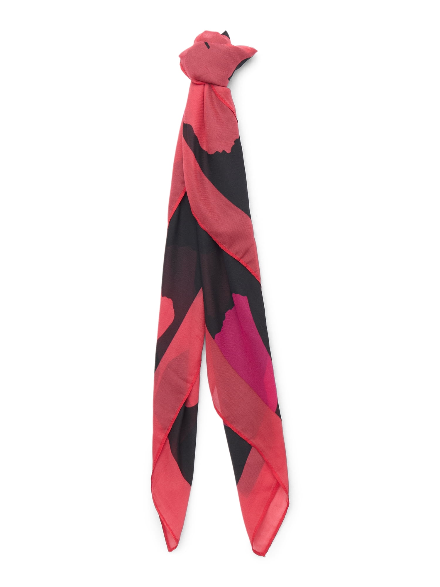 Time and Tru Women's 30 X 30 Printed Square Scarf, One Size, Scarlet Multi