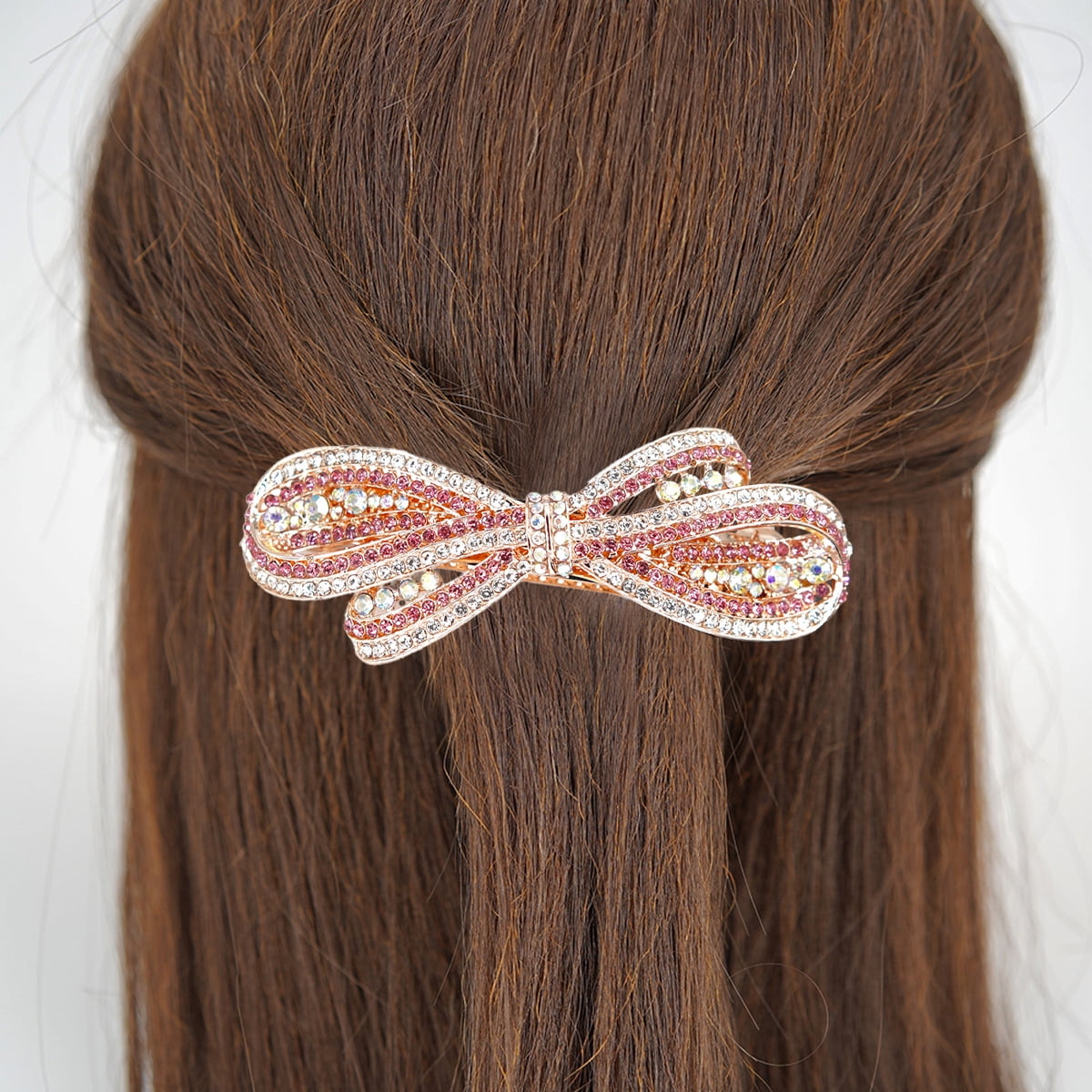 Hair Barrettes for Women, Rhinestone Hair Clips Crystal Leaf 
