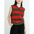 thumbnail image 6 of A Nightmare On Elm Street Logo Sleeveless Red & Green Striped Adult Sweater Vest-XS, 6 of 7