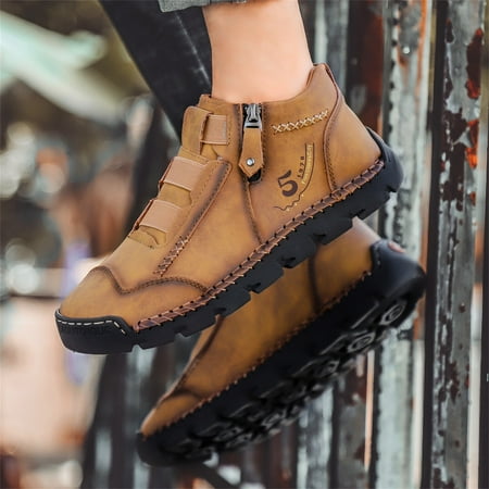 

Qiaocaity Mens Shoes on Clearance Men s Casual Shoes High-top Leather Shoes Trendy Large Size Men s Boots Breathable Driving Men s Shoes Trend Yellow 42