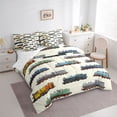 thumbnail image 2 of Castle Fairy Watercolor Train Set Twin Bedding Sets 7-Piece for Boys, Retro Engine Print Bedding Comforter Set for Bedroom, Blue Brown, 2 of 7