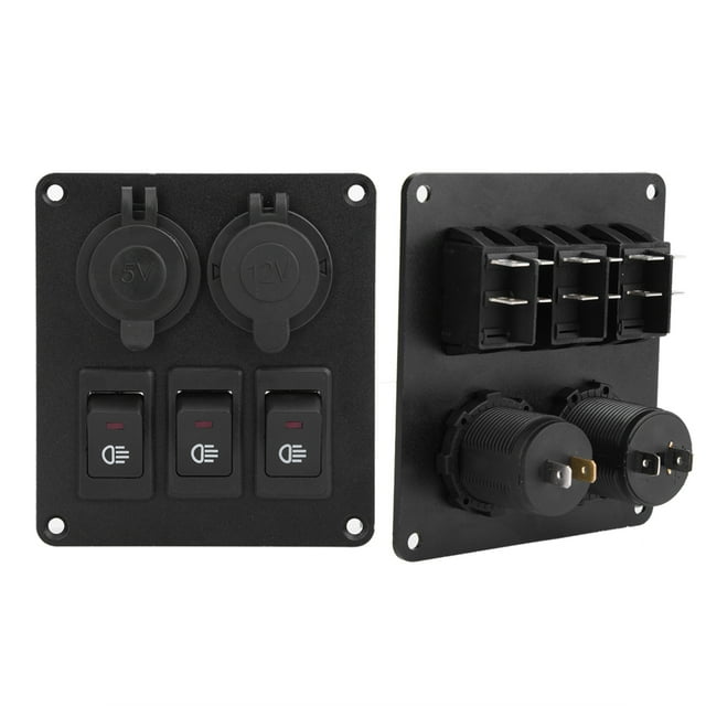 Suuonee Light Switch, Car Marine 3+2combination LED Single Rocker Green Light Switch+Car +Cigar Lighter