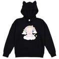 thumbnail image 4 of Bear Heart & Rainbow Youth Black Long Sleeve Hooded Sweatshirt With 3D Ears-Small, 4 of 7