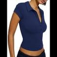 thumbnail image 3 of de Corta con Cuello en V y Botones para Mujer Azul Marino M, 3 of 8