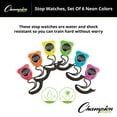 thumbnail image 5 of Champion Sports Stopwatch Timer Set: Waterproof, HandHeld Digital Clock Sport Stopwatches with Large Display for Kids or Coach, Neon Assorted Colors, 6 Pack, 5 of 7