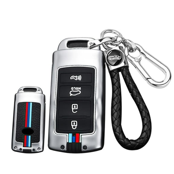 Intelligent Key Fob Case Full Protection Metal Frame Car Key Skin Silicone Key Housing Key Bag Fit for Kia Cadenza 2014-2019 K900 K7 K9 2015-2018 Keyless Entry Key Sleeve