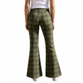 thumbnail image 5 of Resicozy Girls Plaid Flare Pants High Waist School Uniform Y2K Bell Bottoms Back to School Button Trousers with Pockets 5-15 Years Dark Green 160, 5 of 10