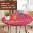 thumbnail image 4 of Red Graduation Season Round Tablecloth, Fitted Table Cover with Elastic for 55"-60" Round Tables, Funny Words Modern Art Table Cloth Outdoor Indoor Dinning Party Waterproof Tablecloths, 4 of 7