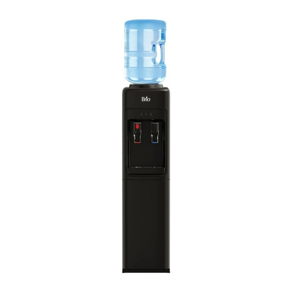 Brio 300 Series Slimline Top-Load Water Dispenser for 3 & 5 Gallon Bottles, Paddle Dispensing, Hot & Cold, LED Indicator Lights, Black