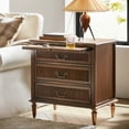 thumbnail image 2 of Tina's Home Farmhouse 3-Drawer Wood End Table with Tray Storage and Charging Station for Sofa, Recliner or Chair Walnut, 2 of 4