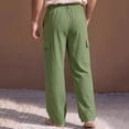 thumbnail image 5 of Ceisia Men Cargo Pants Linen Cotton Multi Pockets Straight Leg Loose Fit Casual Outdoor Daily Long Trousers Gift, 5 of 9