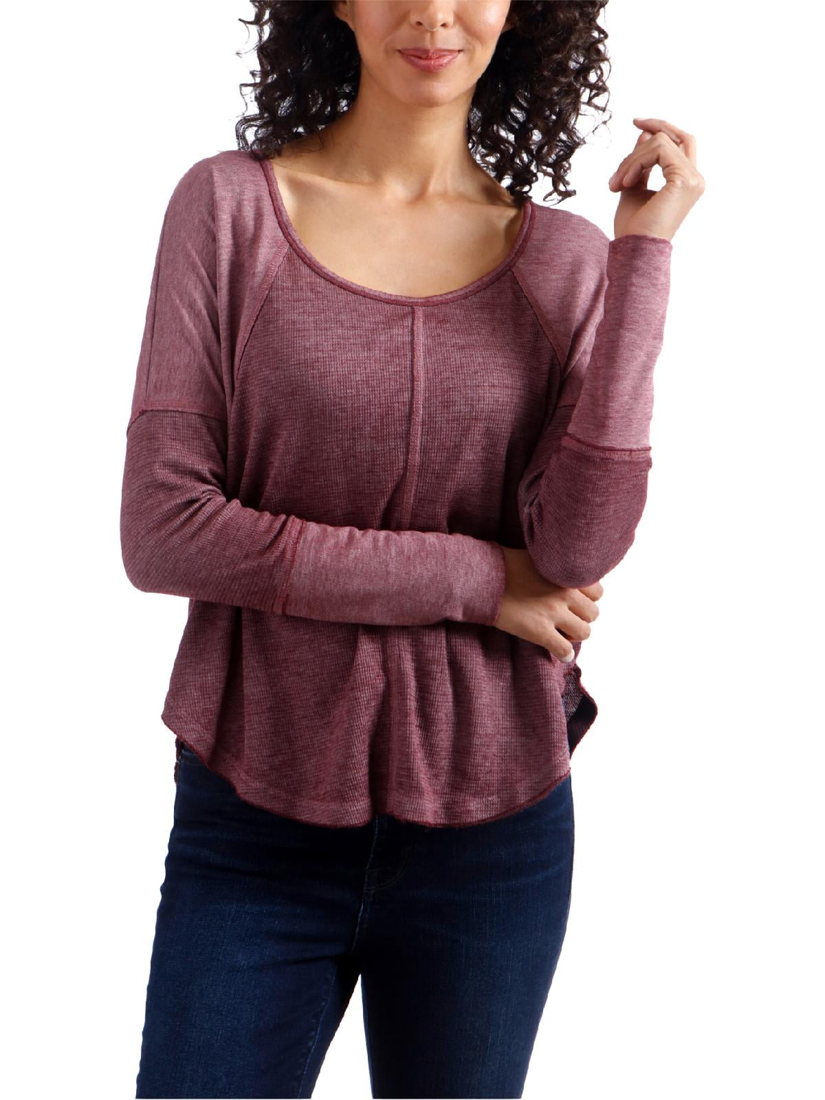 Lucky Brand Womens Waffle Scoop Neck Thermal Top