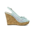thumbnail image 3 of BLISSFUL STEP Women's Shoes Floral Lace Platform Peep Toe Wedge Heel Sandals Light Blue 9, 3 of 7