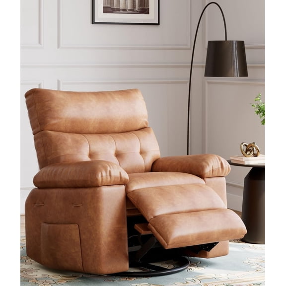 EastVita Oversized Massage Recliner Chair - Swivel Rocking Recliner with Heat - Remote Control Manual Recliner for Living Room - Coffee